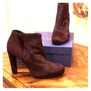Stuart Weitzman Booties Bordeaux Pony Sz 9.5 NEW!